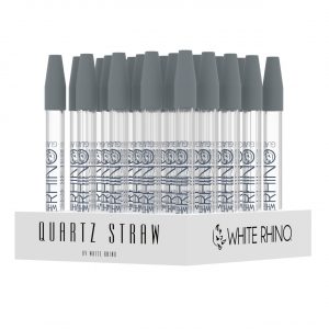 White Rhino Quartz Dab Straw w/ Silicone Cap – 25CT Display